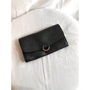 Black wallet with gold clasp
